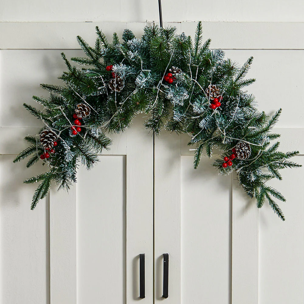 Lifeideas Artificial Christmas Mantel Swag With LED Warm White Lights - Image 2