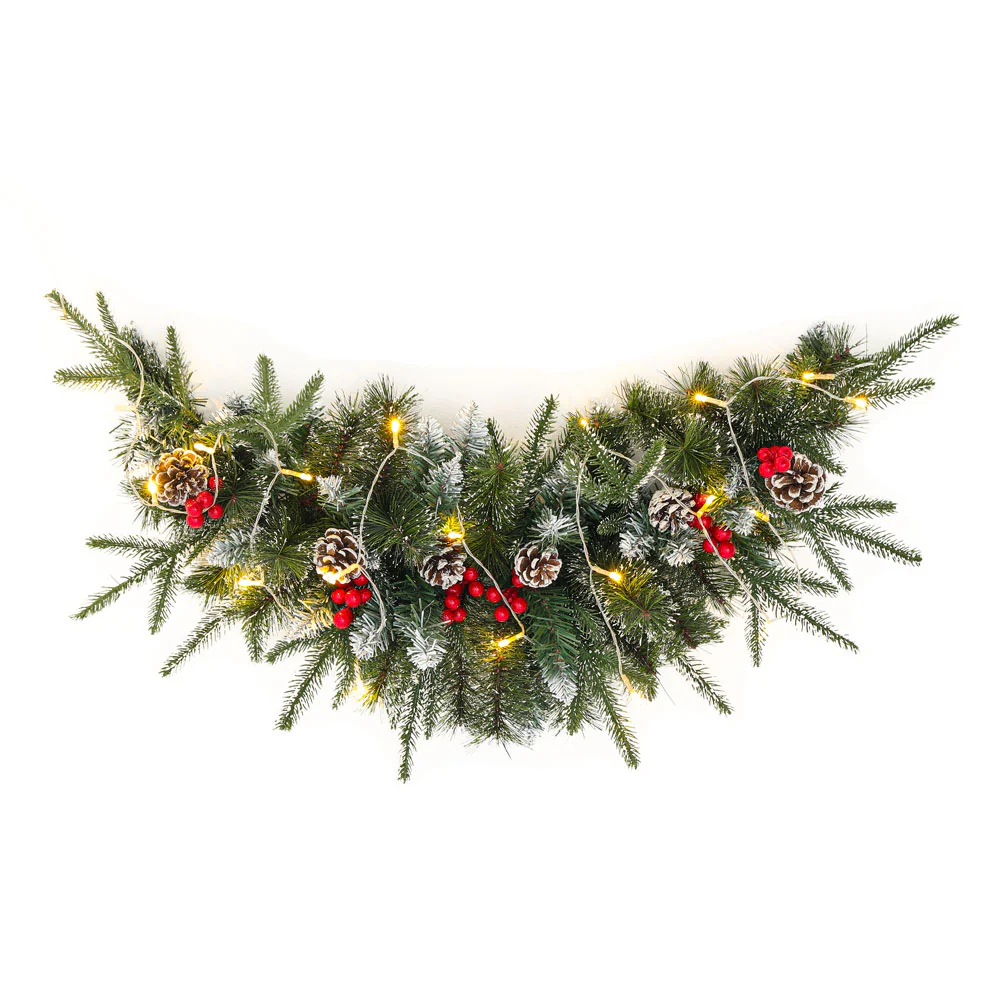 Lifeideas Artificial Christmas Mantel Swag With LED Warm White Lights - Image 6