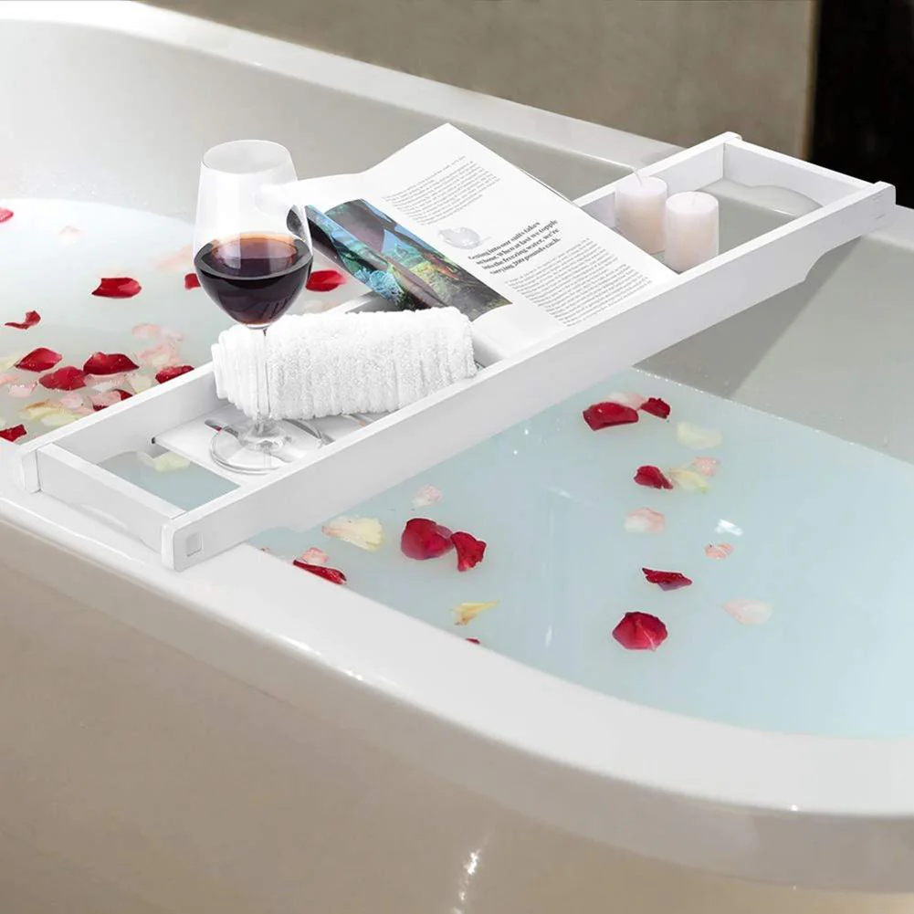 Lifeideas Bamboo Bath Tray Bathtub Caddy for Bathroom - Image 2
