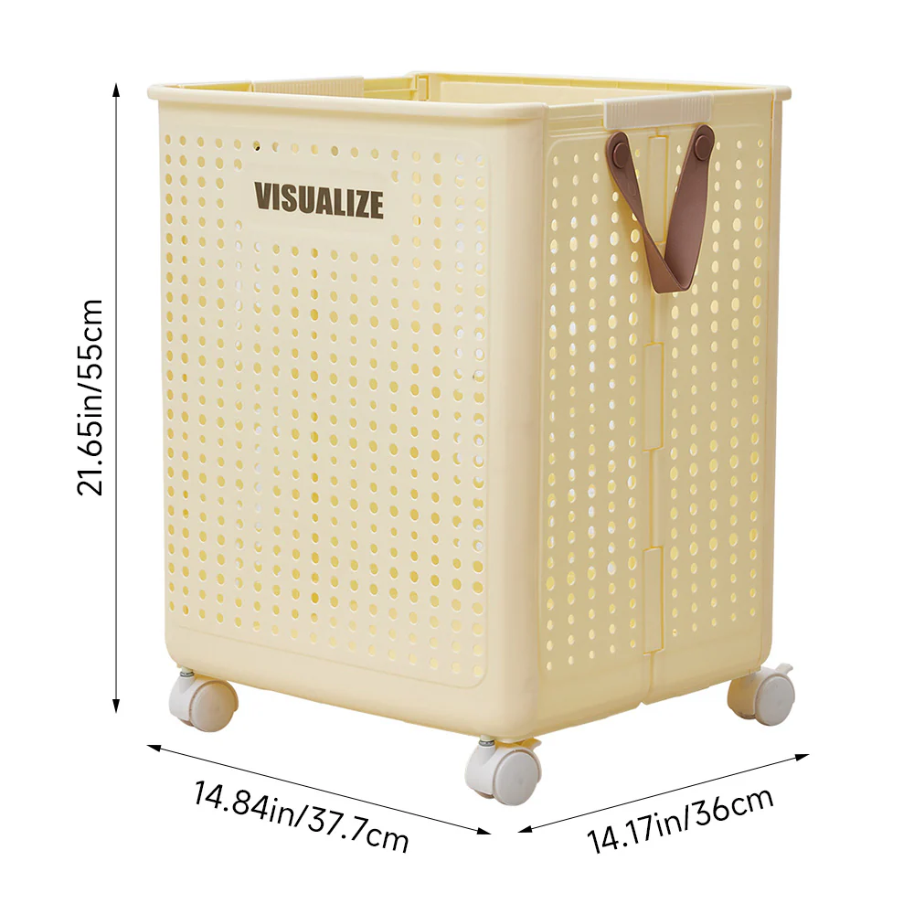 Lifeideas Beige Laundry Basket With Lockable Wheels - Image 3