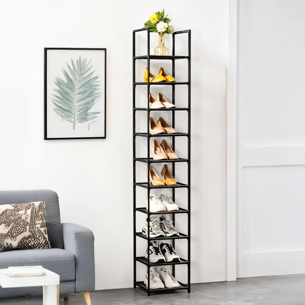 Lifeideas Black 10-Tier Freestanding Shoe Storage Rack - Image 2
