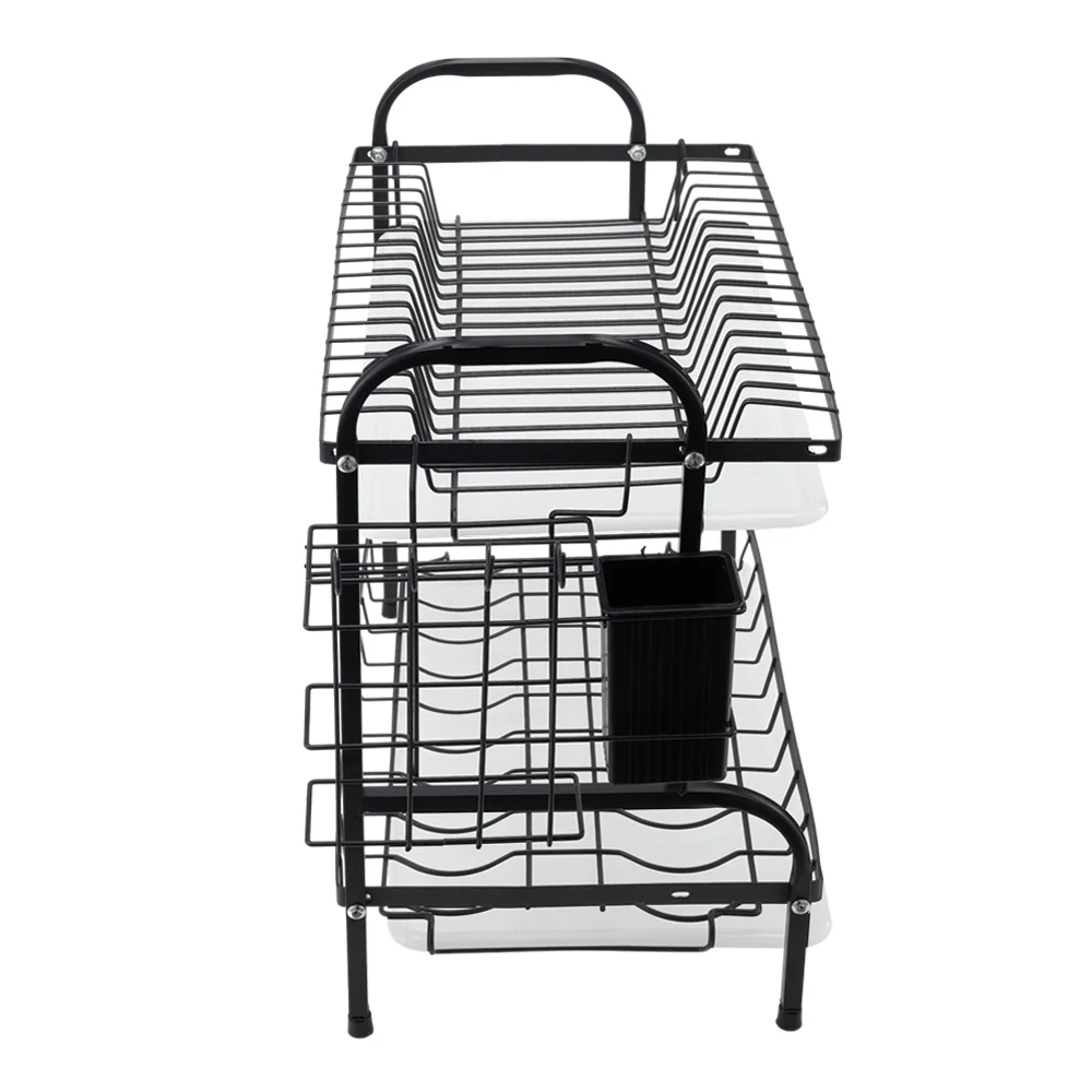 Lifeideas Black Steel Dish Drying Rack 2-Tier - Image 5