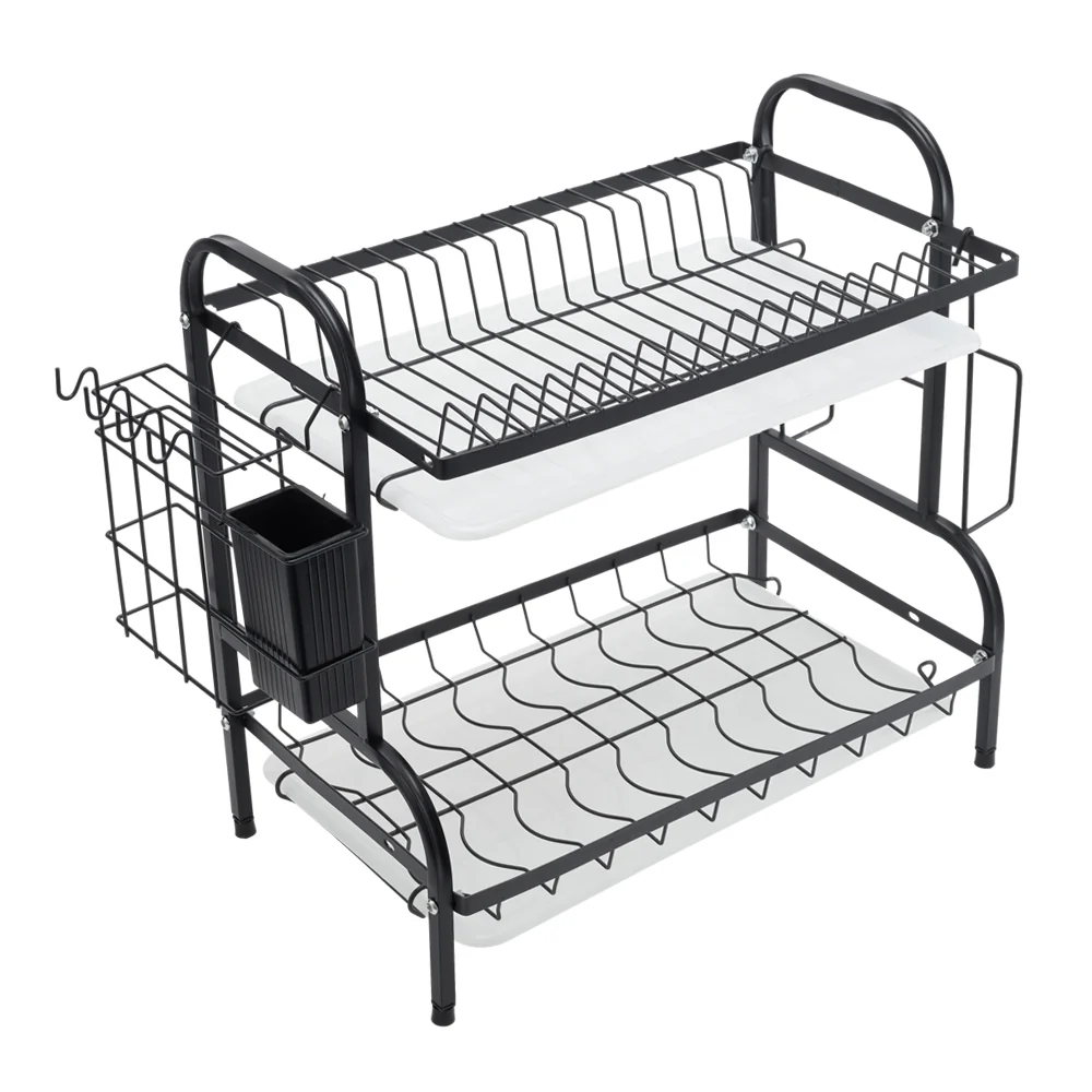 Lifeideas Black Steel Dish Drying Rack 2-Tier - Image 6
