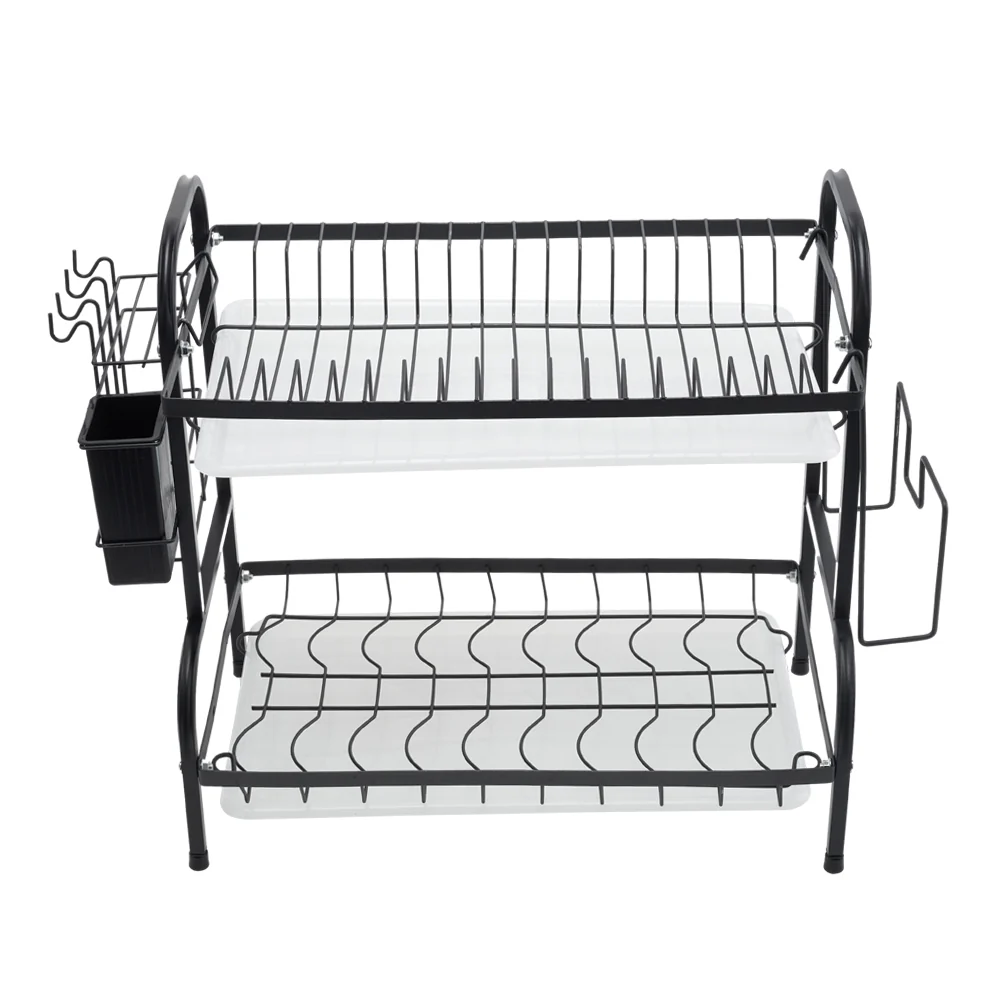 Lifeideas Black Steel Dish Drying Rack 2-Tier - Image 7