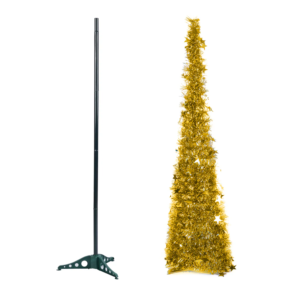 Lifeideas Collapsible 1.2M Pop Up Tinsel Christmas Tree With Base - Image 3