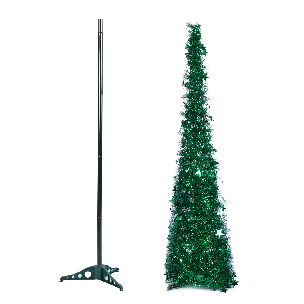 Lifeideas Collapsible 1.2M Pop Up Tinsel Christmas Tree With Base - Image 3