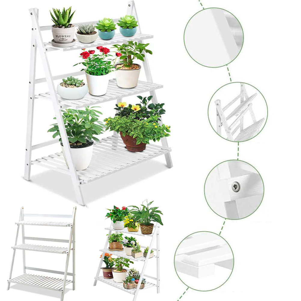 Lifeideas Compact Folding Wooden Display Shelf - Image 3