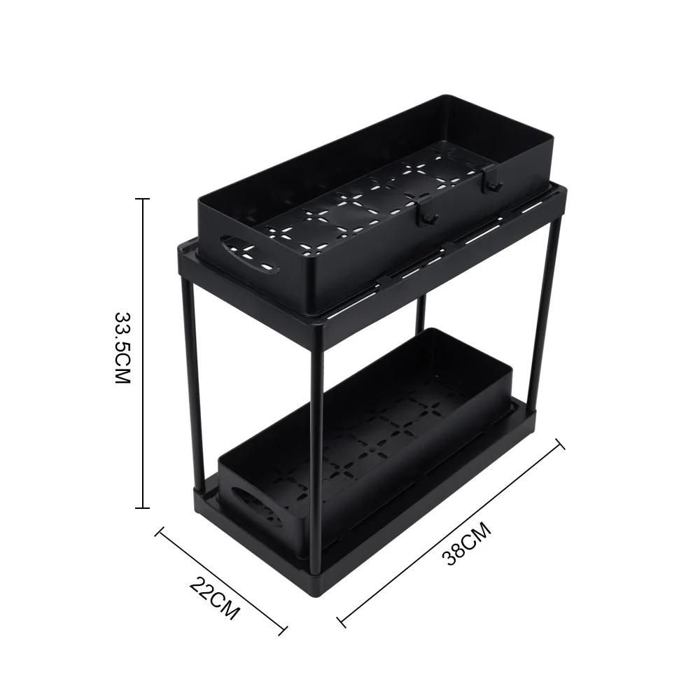 Lifeideas Compact Two-Tier Sliding Storage Rack - Image 2