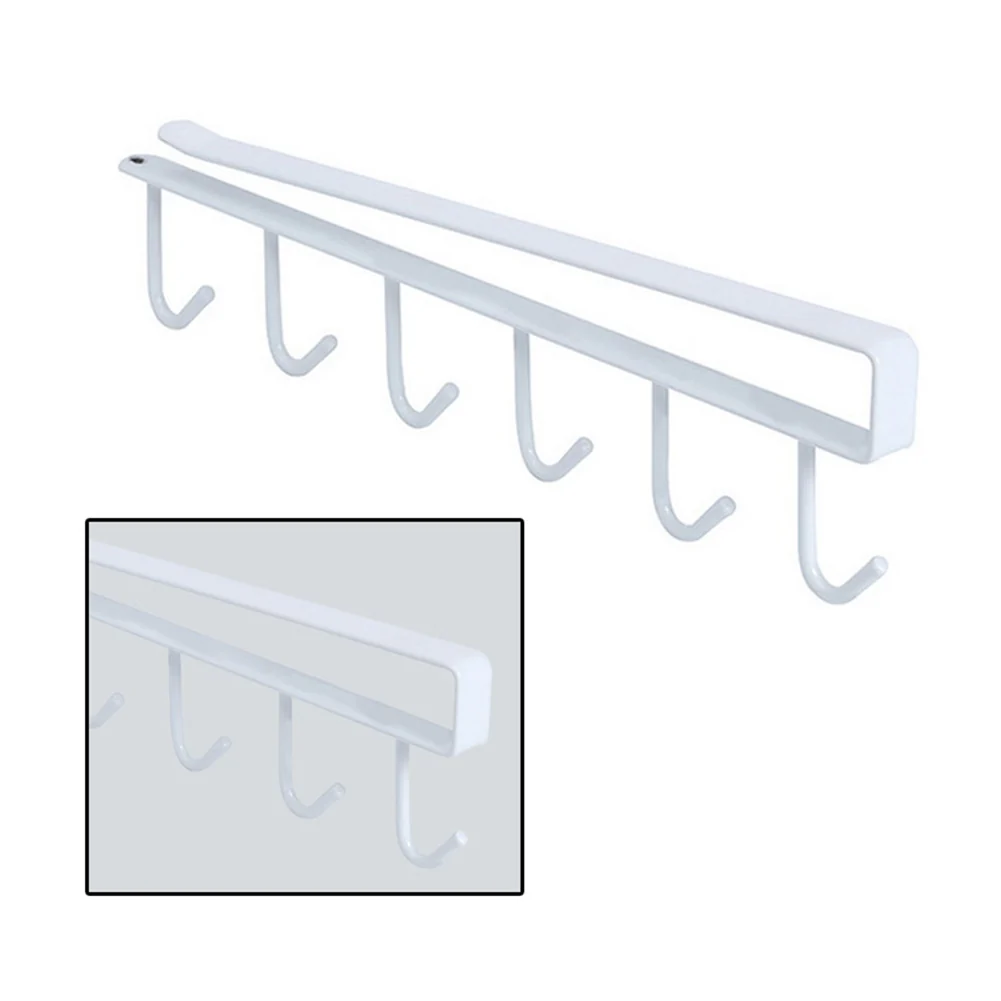 Lifeideas Cups Storage 6 Hooks Kitchen Utensil Hanging Hook Rack Holder Under Cabinet Closet - Image 10