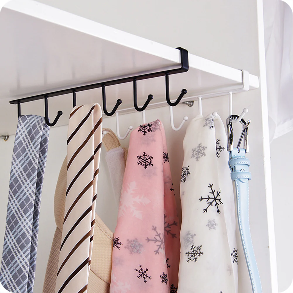 Lifeideas Cups Storage 6 Hooks Kitchen Utensil Hanging Hook Rack Holder Under Cabinet Closet - Image 3