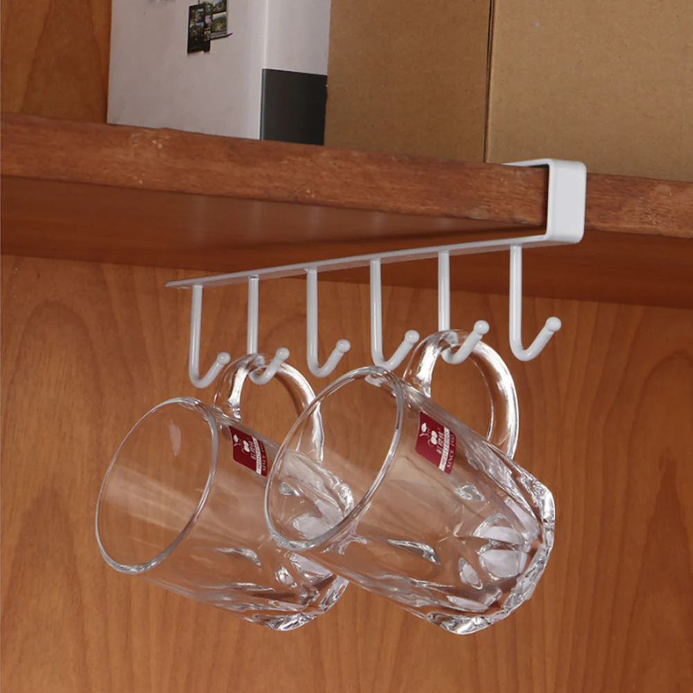 Lifeideas Cups Storage 6 Hooks Kitchen Utensil Hanging Hook Rack Holder Under Cabinet Closet - Image 9