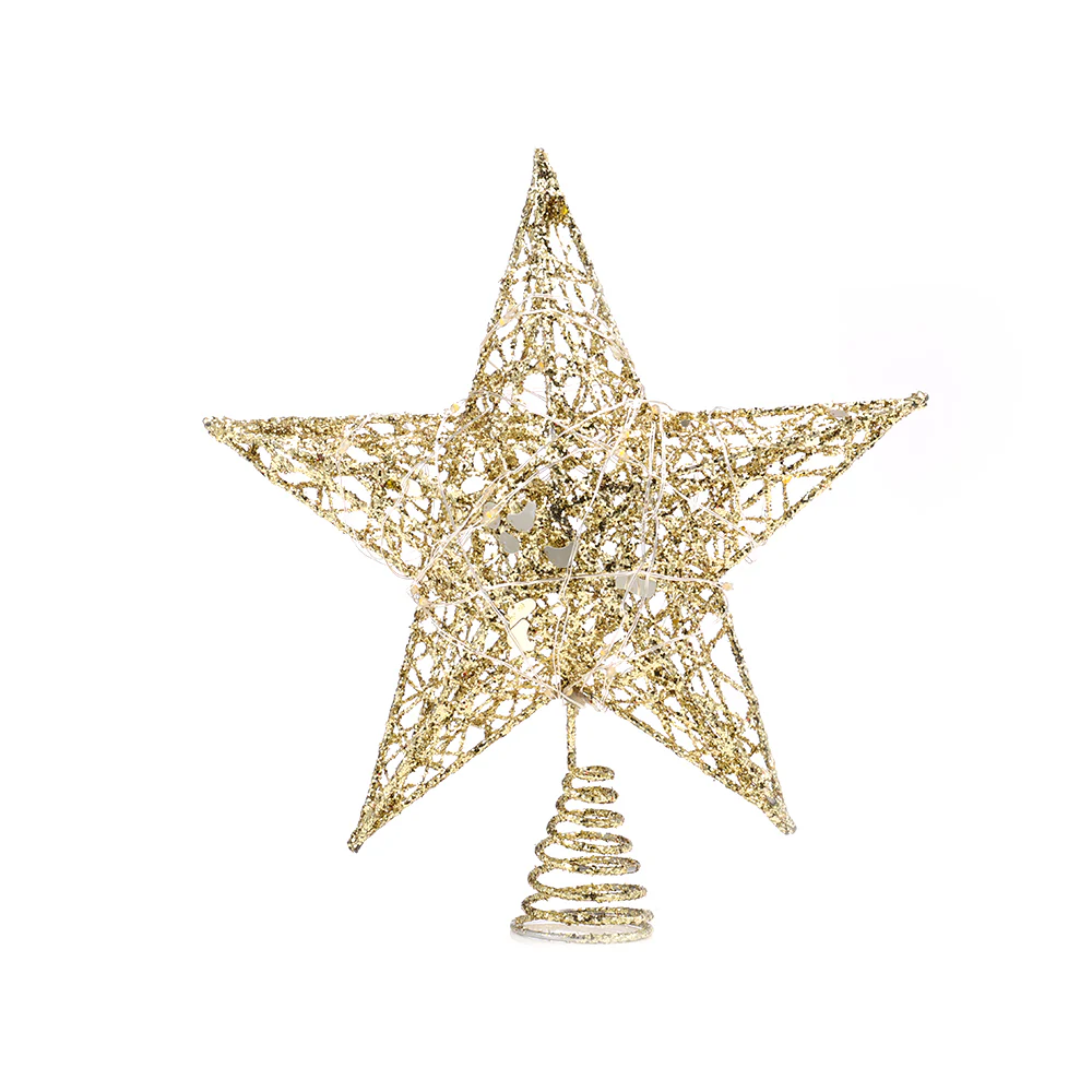 Lifeideas Decorative Star Sequin Christmas Tree Topper with LED Lights - Image 2