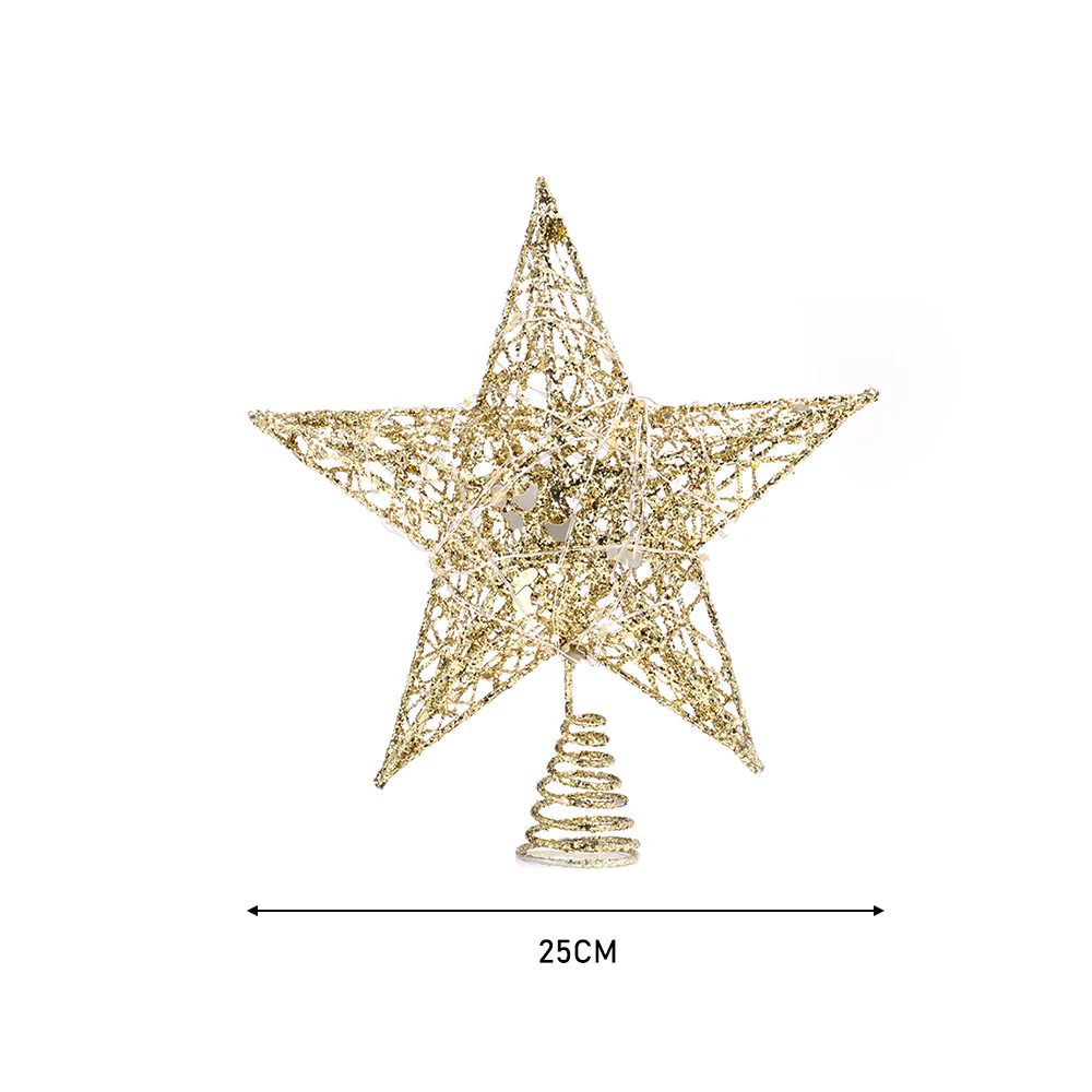 Lifeideas Decorative Star Sequin Christmas Tree Topper with LED Lights - Image 5