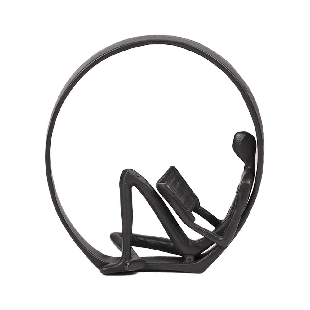 Lifeideas Desktop Metal Statue Reading Men In Circle Ornament Figurines - Image 3