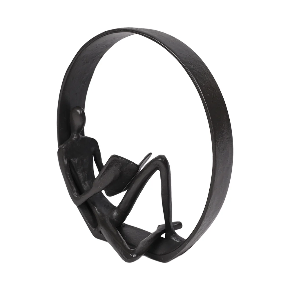 Lifeideas Desktop Metal Statue Reading Men In Circle Ornament Figurines - Image 4