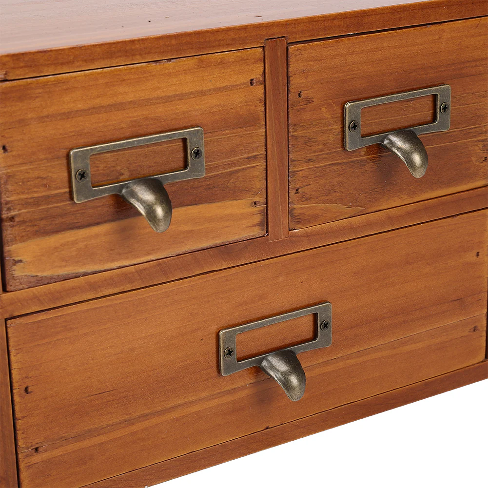 Lifeideas Desktop Retro Wood 6-Drawer Storage Organizer - Image 8