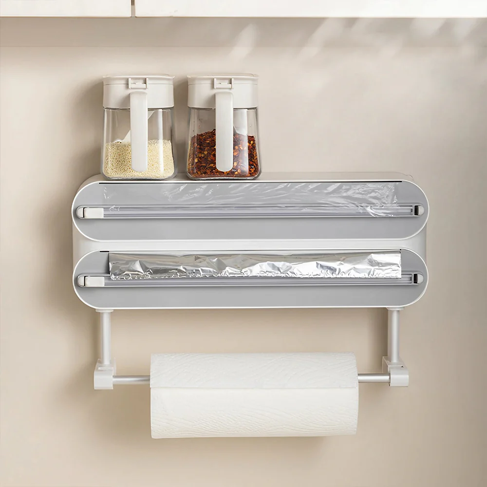 Lifeideas Dual-Layer Magnetic Plastic Wrap Dispenser with Cutter - Image 2