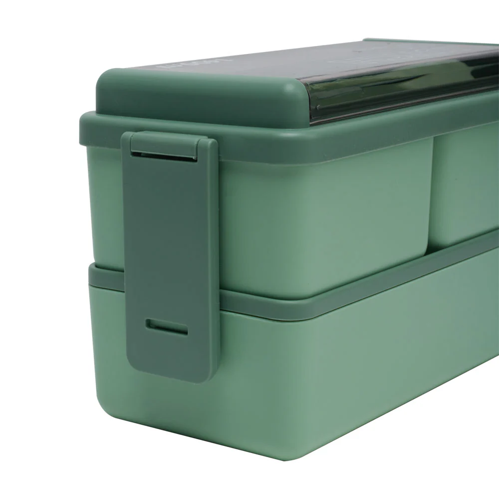 Lifeideas Dual-Layer Plastic Bento Lunch Box with Cutlery - Image 4