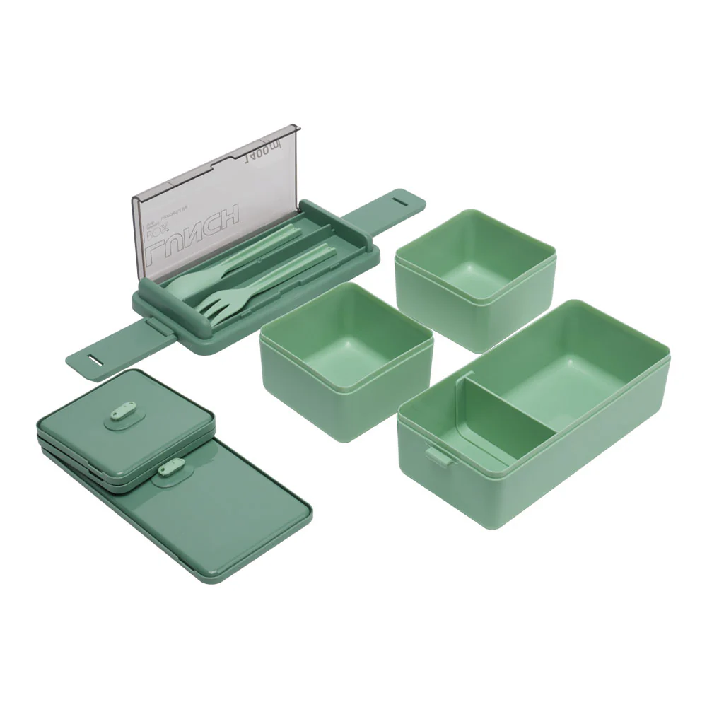 Lifeideas Dual-Layer Plastic Bento Lunch Box with Cutlery - Image 7