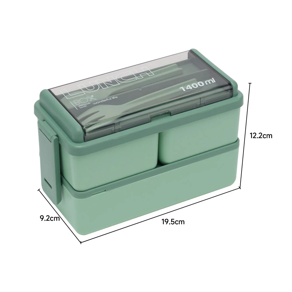 Lifeideas Dual-Layer Plastic Bento Lunch Box with Cutlery - Image 9