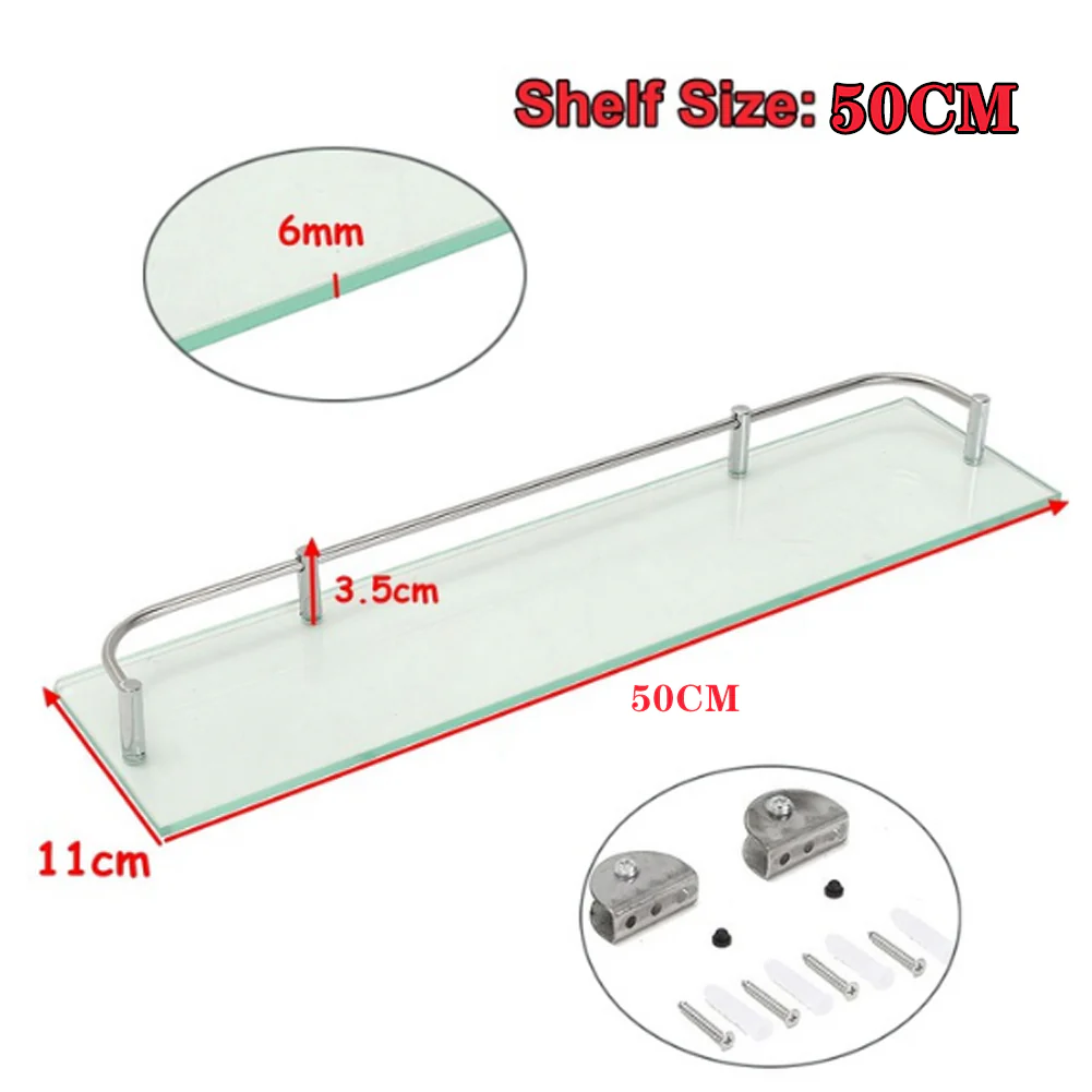 Lifeideas Durable Tempered Glass Bathroom Storage Shelf - Image 3