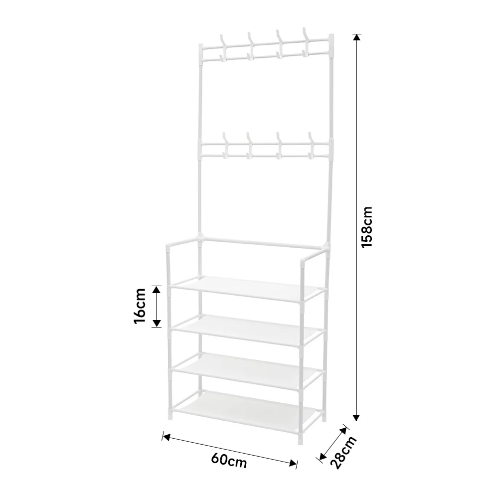Lifeideas Entryway 4 Tier Shoe Rack with Coat Hanger - Image 9