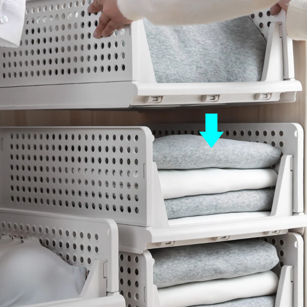 Lifeideas Foldable Stackable Drawer Storage Basket - Image 2