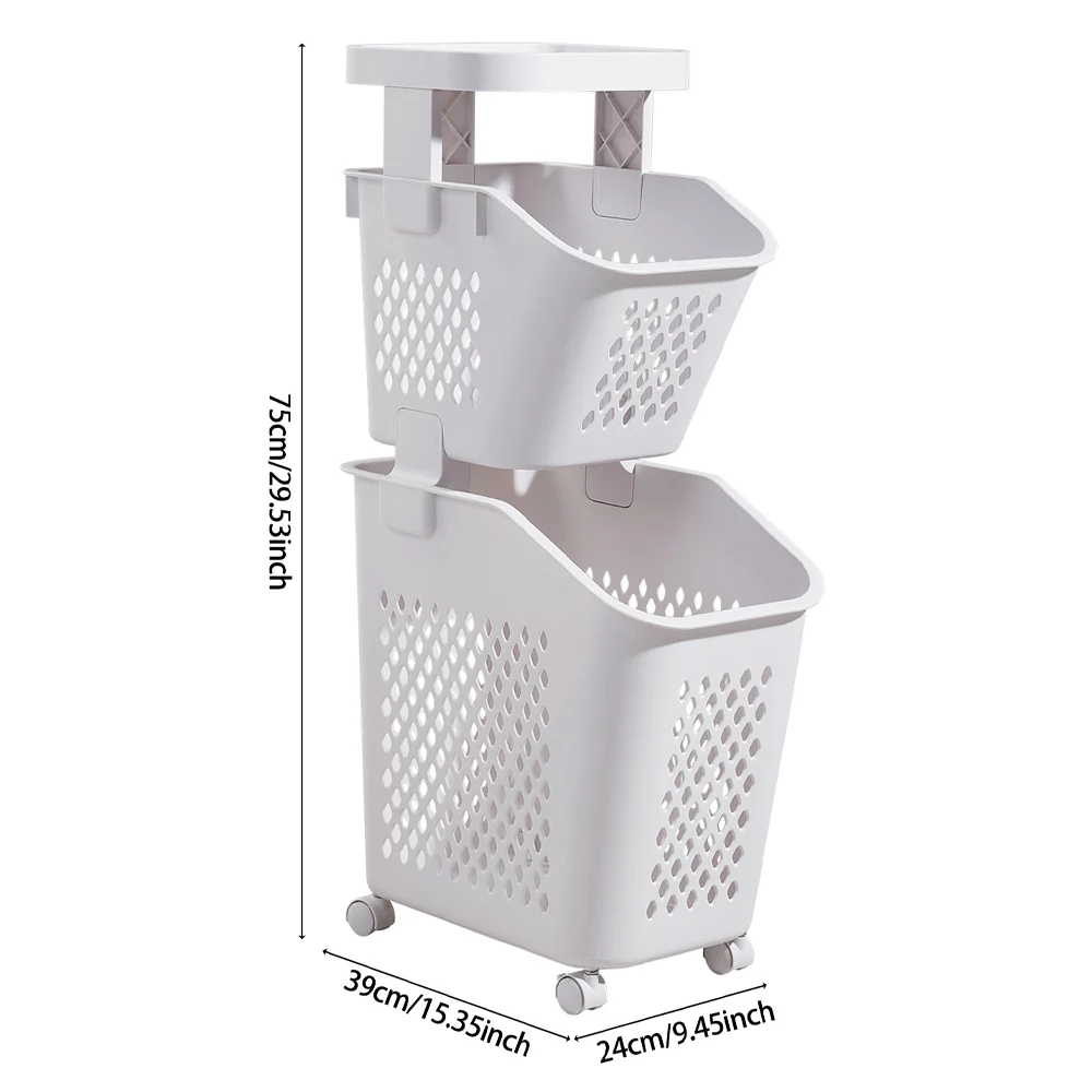 Lifeideas Freestanding 2 Tier Laundry Sorter with Casters - Image 3