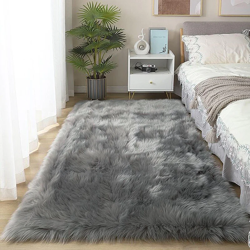 Lifeideas Grey Rectangular Shaggy Floor Rug - Image 2