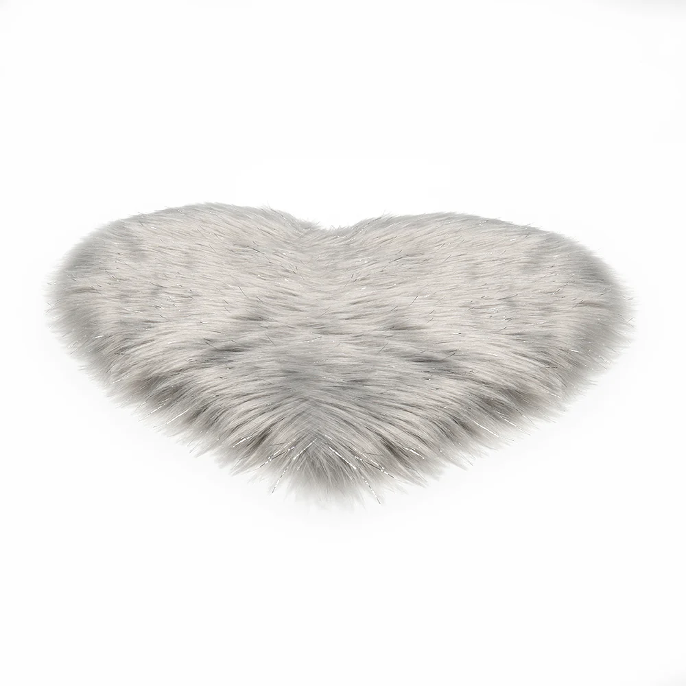 Lifeideas Heart Shaped Super Soft Shaggy Area Rug Grey - Image 3
