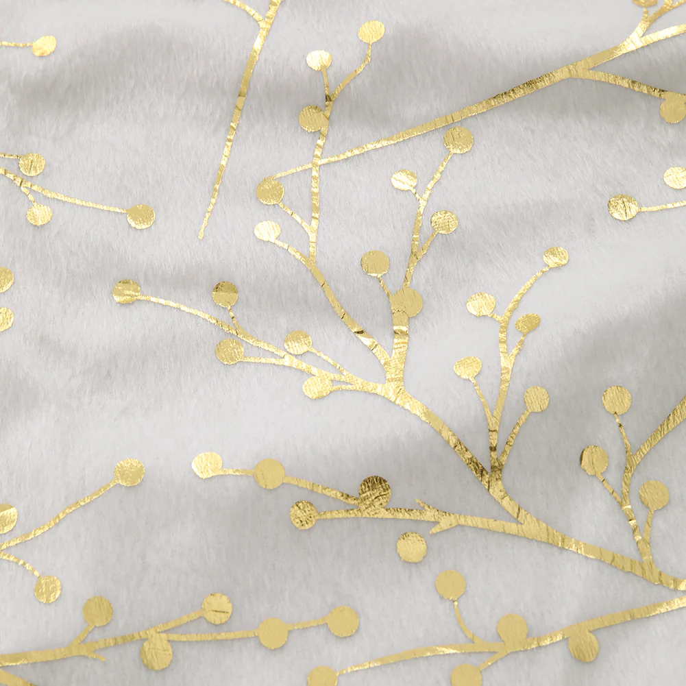 Lifeideas Hot Stamping Golden Twig Plush Christmas Tree Skirt - Image 2
