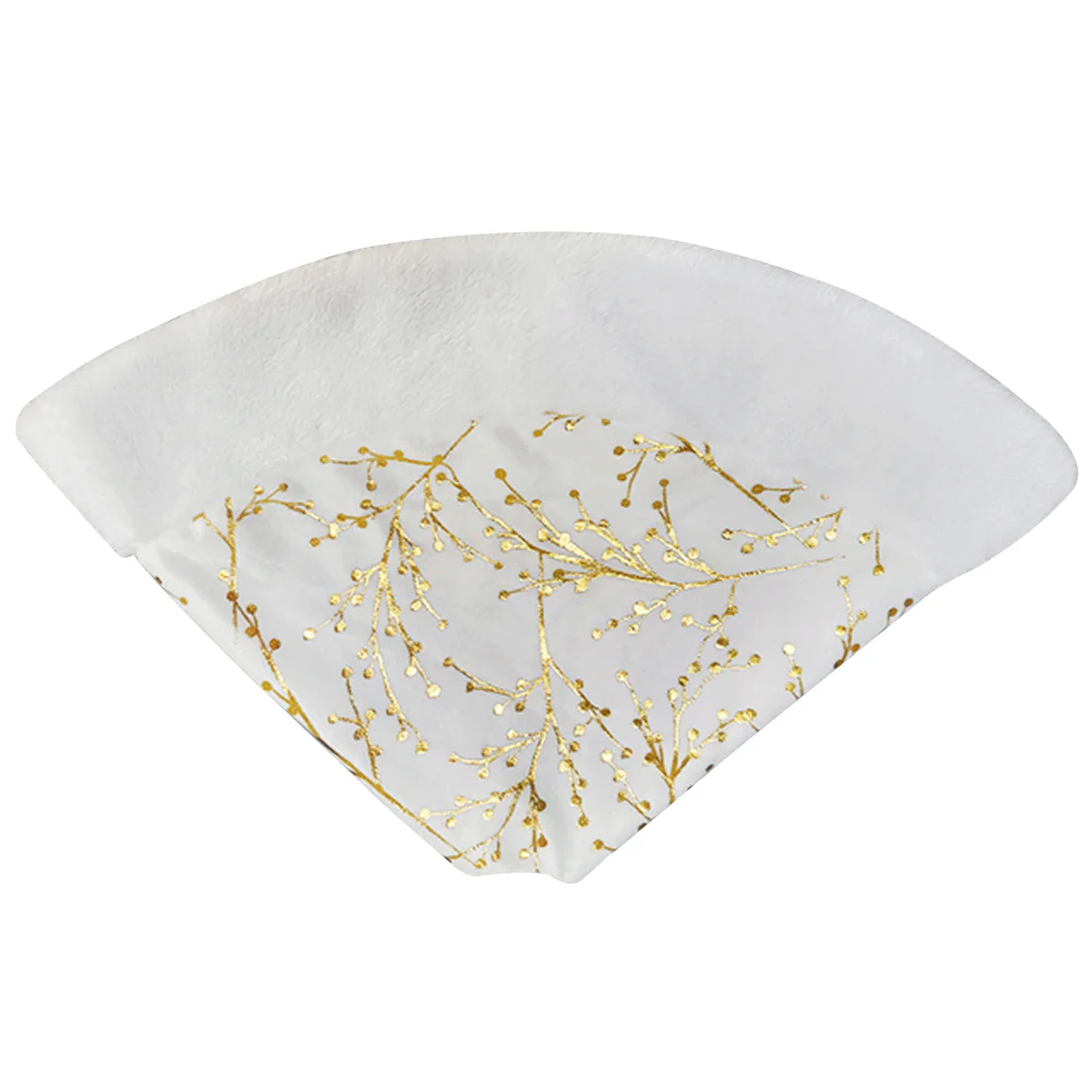 Lifeideas Hot Stamping Golden Twig Plush Christmas Tree Skirt - Image 3