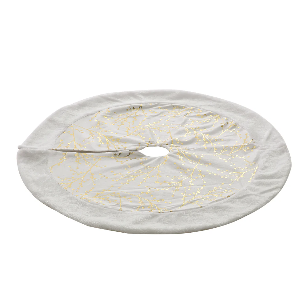 Lifeideas Hot Stamping Golden Twig Plush Christmas Tree Skirt - Image 5