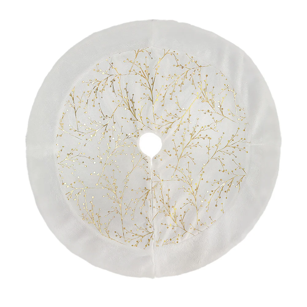 Lifeideas Hot Stamping Golden Twig Plush Christmas Tree Skirt - Image 6