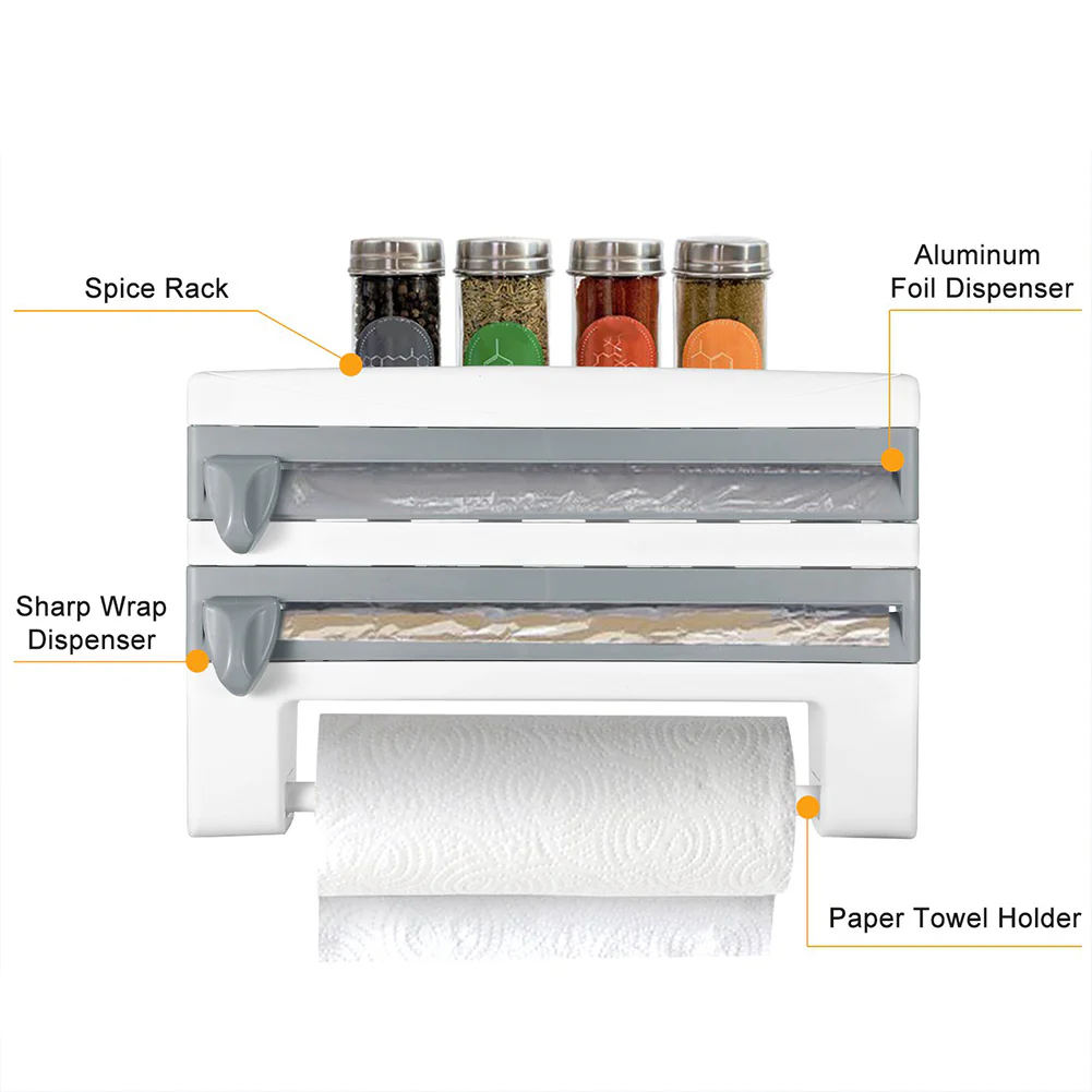 Lifeideas Kitchen Cling Film Foil Roll Dispenser with Slide Cutters - Image 4