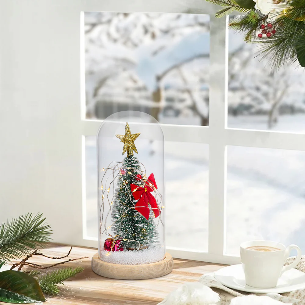 Lifeideas LED Glass Dome Christmas Tree Tabletop Ornament - Image 2