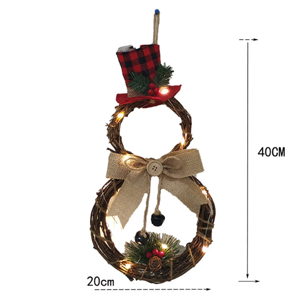 Lifeideas Lighted Snowman with Hat Wreath Front Door Decor - Image 7
