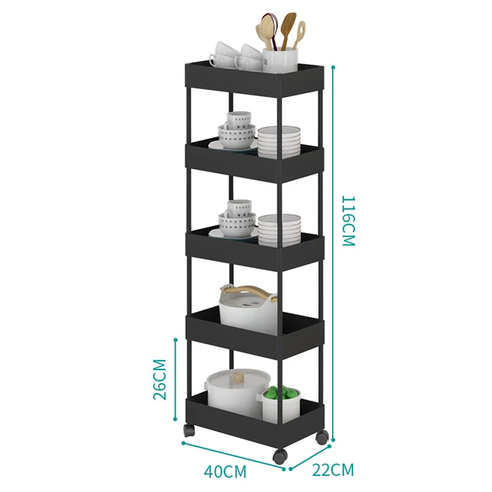 Lifeideas Mobile 5 Tier Storage Rack with Casters - Image 4