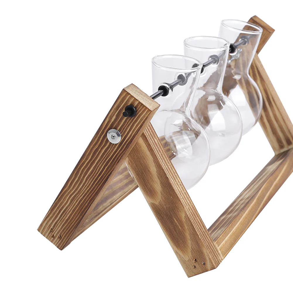 Lifeideas Modern 3pcs Bulb Glass Terrariums with Wood Stand Set - Image 3