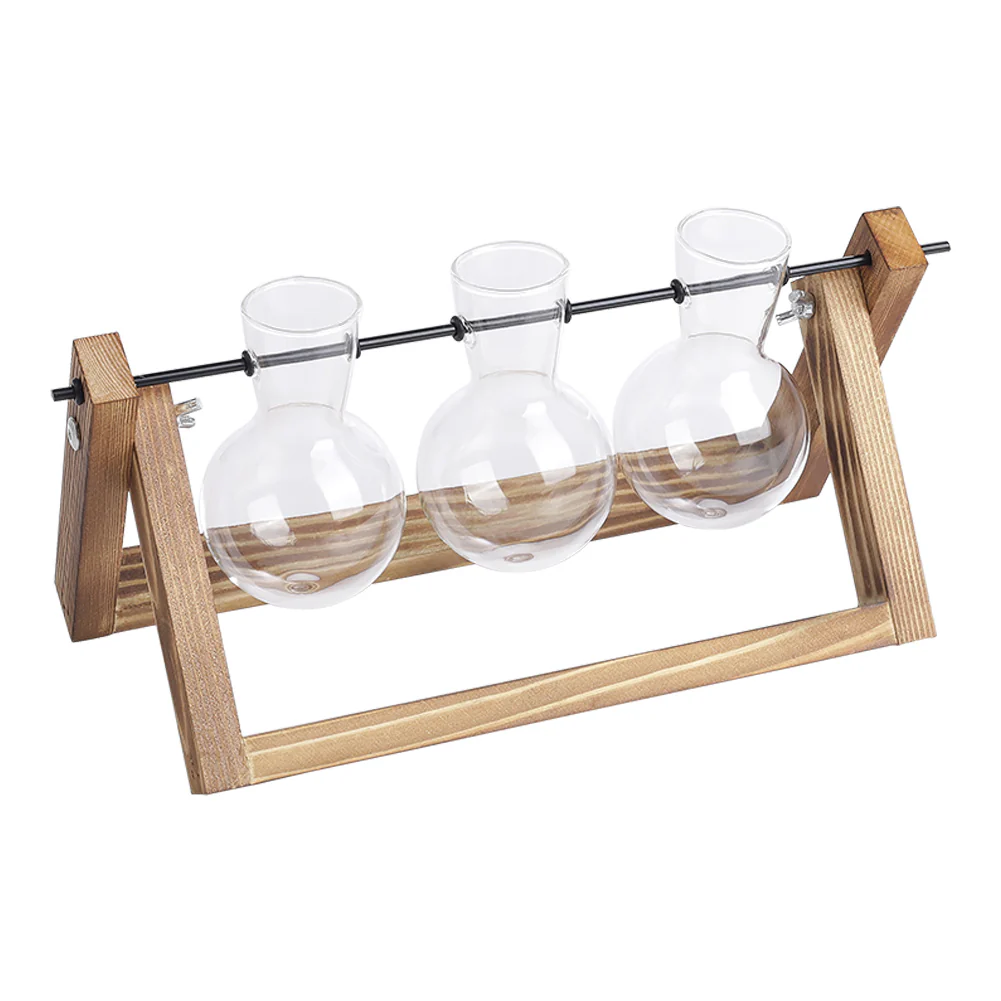 Lifeideas Modern 3pcs Bulb Glass Terrariums with Wood Stand Set - Image 4