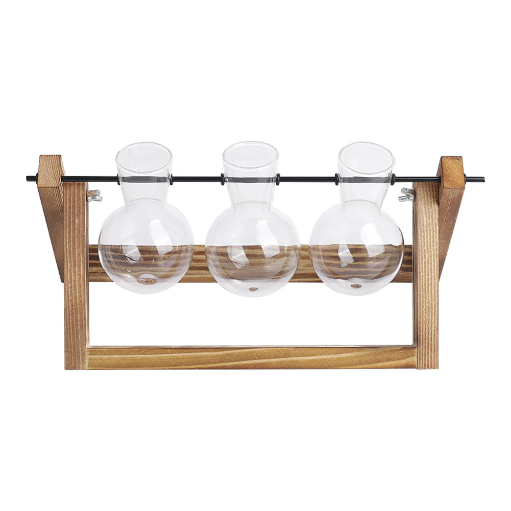 Lifeideas Modern 3pcs Bulb Glass Terrariums with Wood Stand Set - Image 5