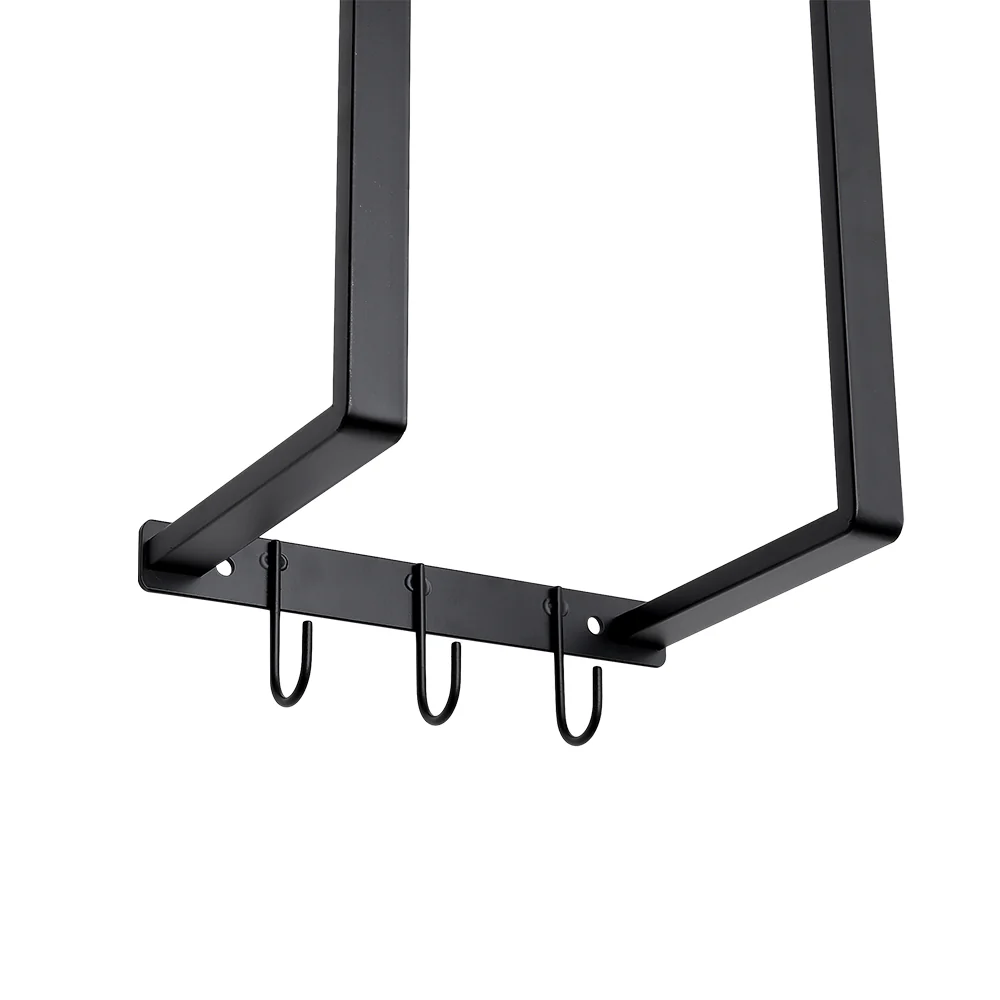 Lifeideas Modern Carbon Steel Wall Towel Rack With Hooks - Image 4