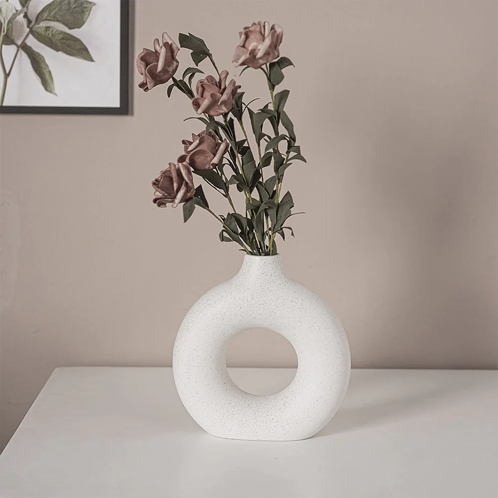 Lifeideas Nordic Style Ceramic Round Vase in White - Image 2