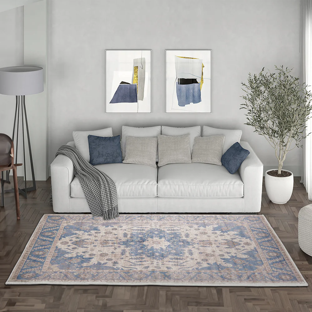 Lifeideas Rectangle Vintage Floral Area Rug - Image 2