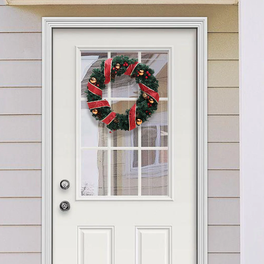 Lifeideas Red Ribbon Light-Up Christmas Wreath Decoration