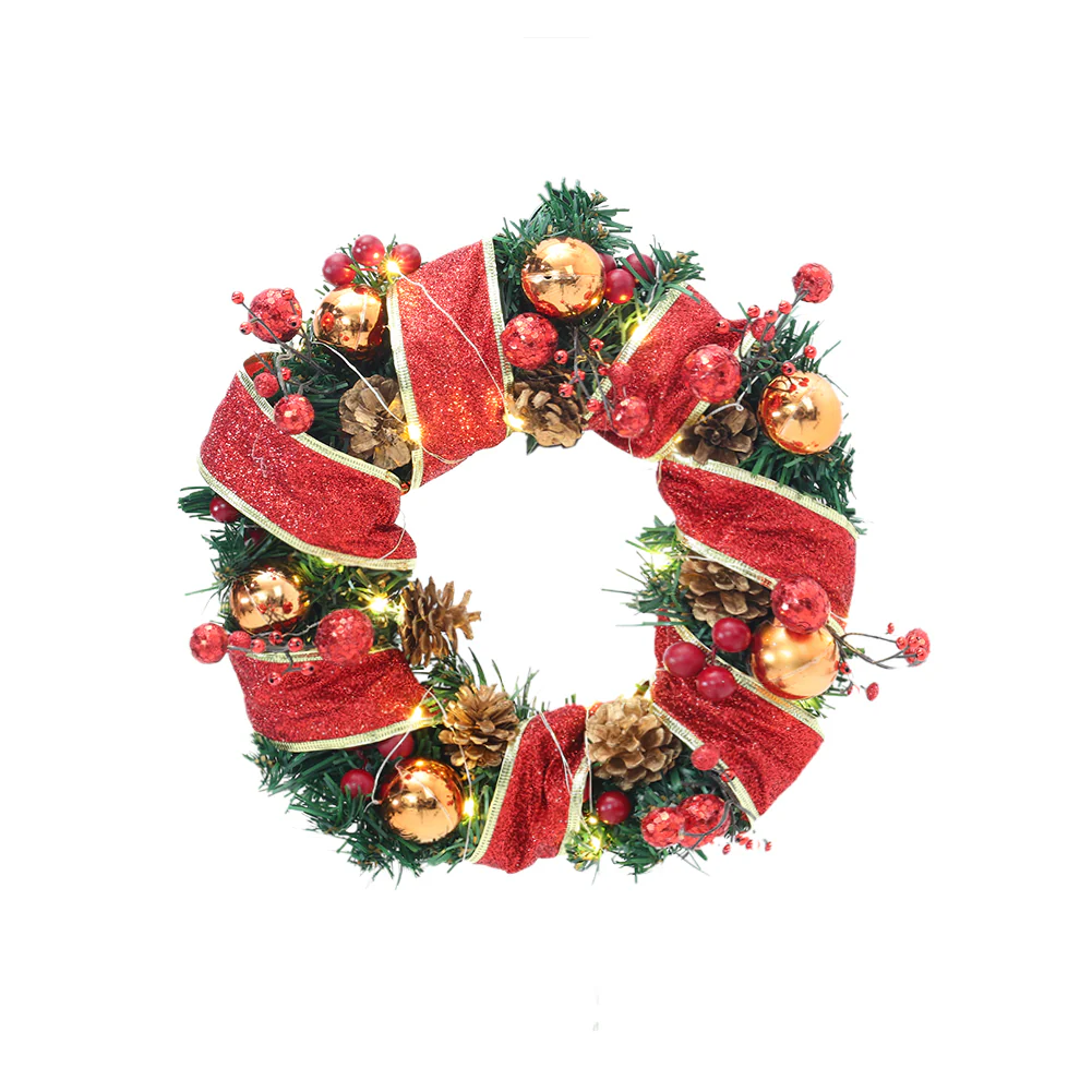 Lifeideas Red Ribbon Light-Up Christmas Wreath Decoration - Image 5