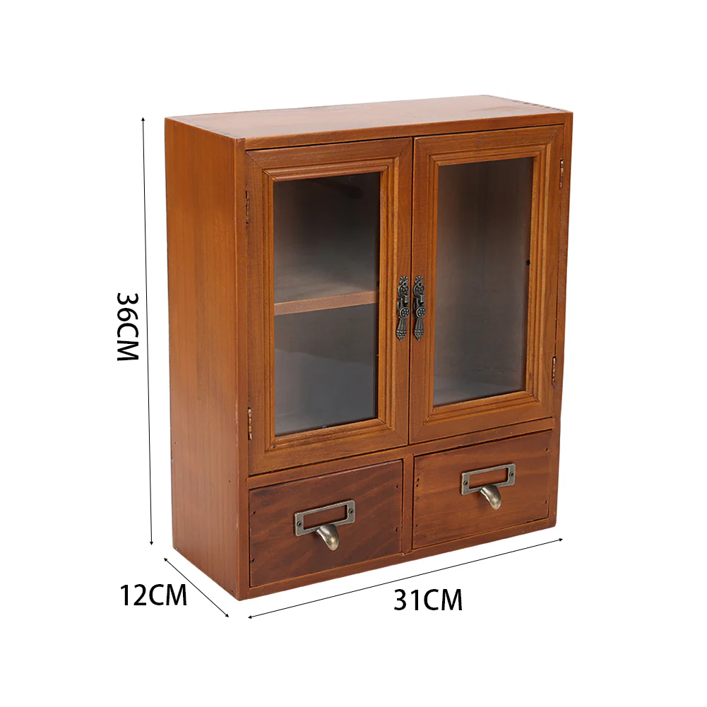 Lifeideas Retro Wooden Desktop Storage Organizer with Drawers - Image 10