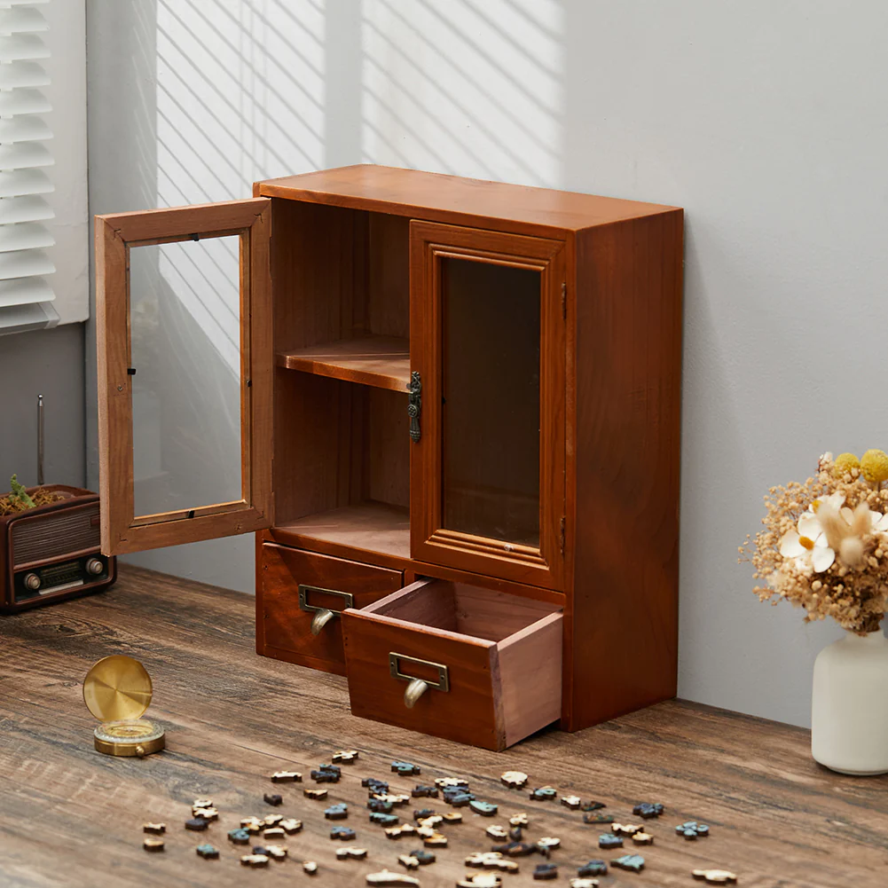 Lifeideas Retro Wooden Desktop Storage Organizer with Drawers - Image 2
