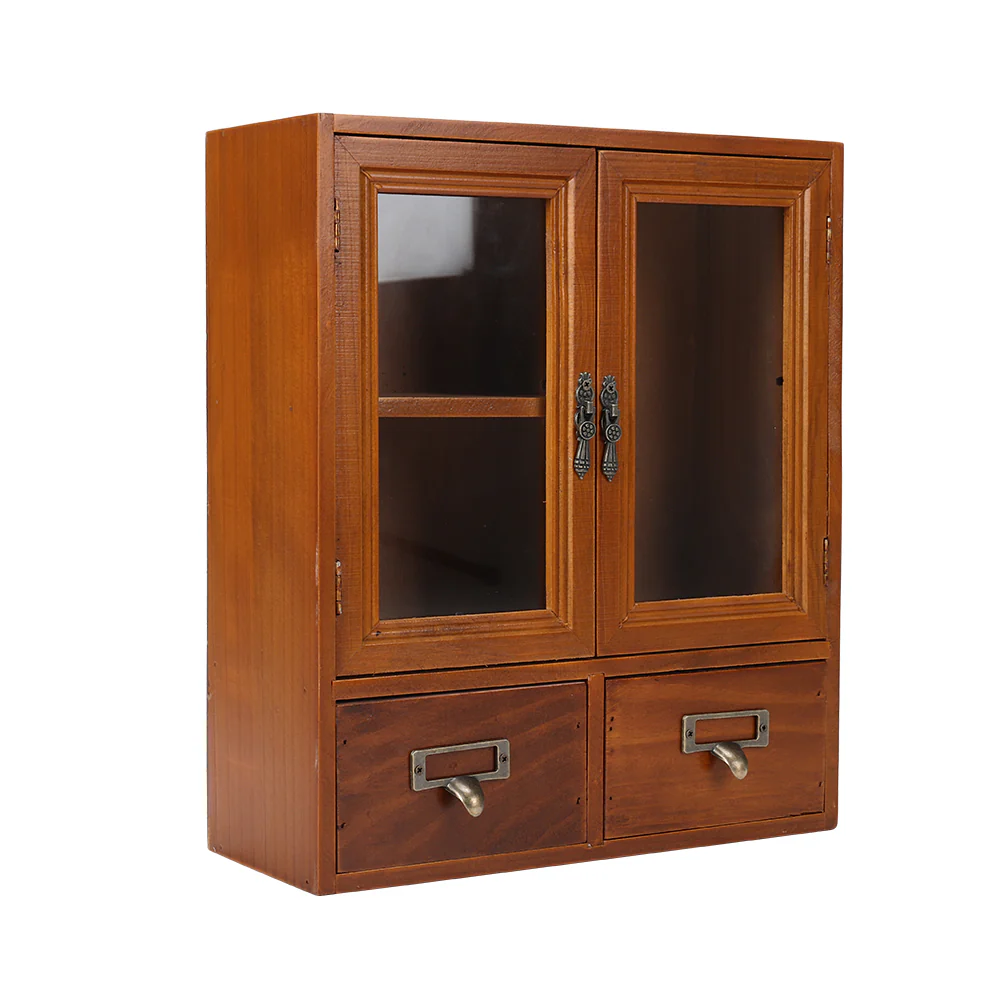 Lifeideas Retro Wooden Desktop Storage Organizer with Drawers - Image 4