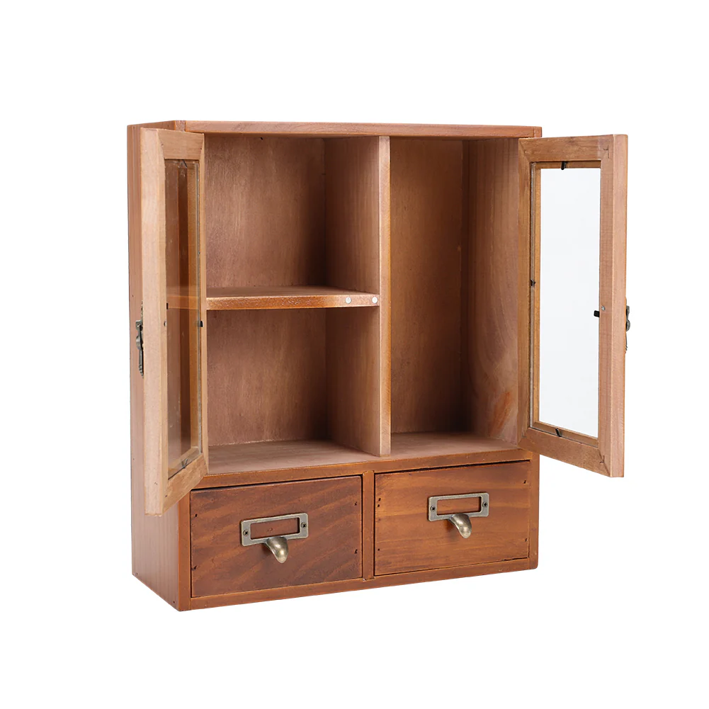Lifeideas Retro Wooden Desktop Storage Organizer with Drawers - Image 6